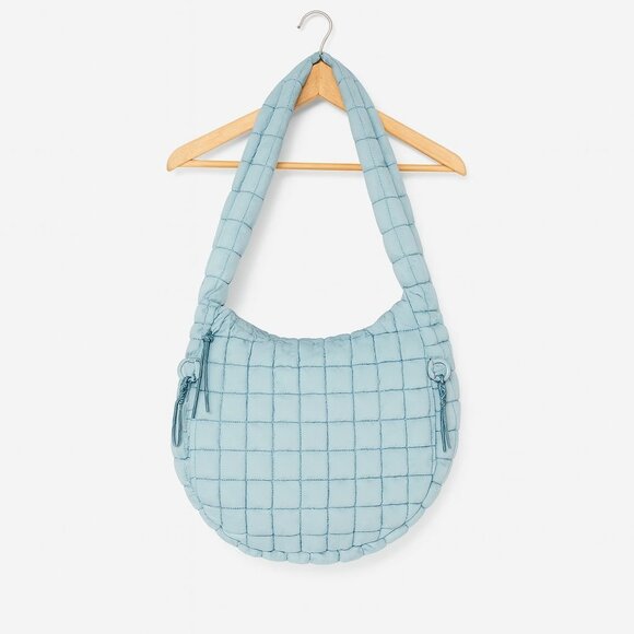 Urban Fit by Urban Expressions Quilted Caryall Puffer Hobo Bag in Sky Light Blue - Picture 1 of 11